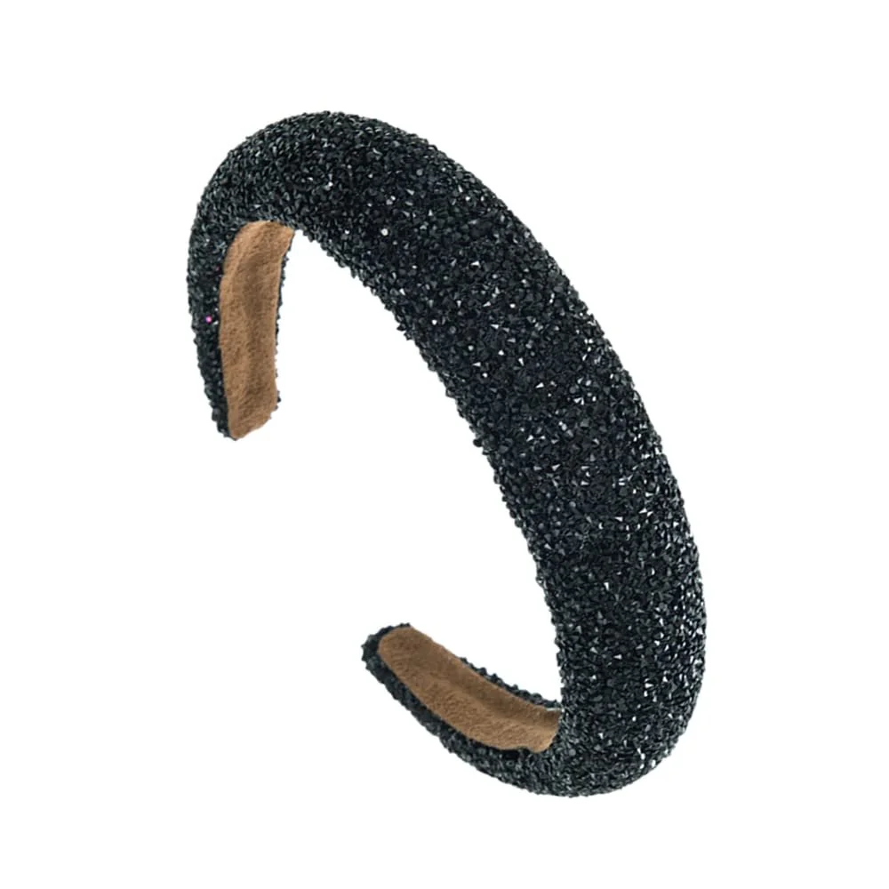 Обруч Еластичний з широкою обробкою Стразами та блискітками, фото №2