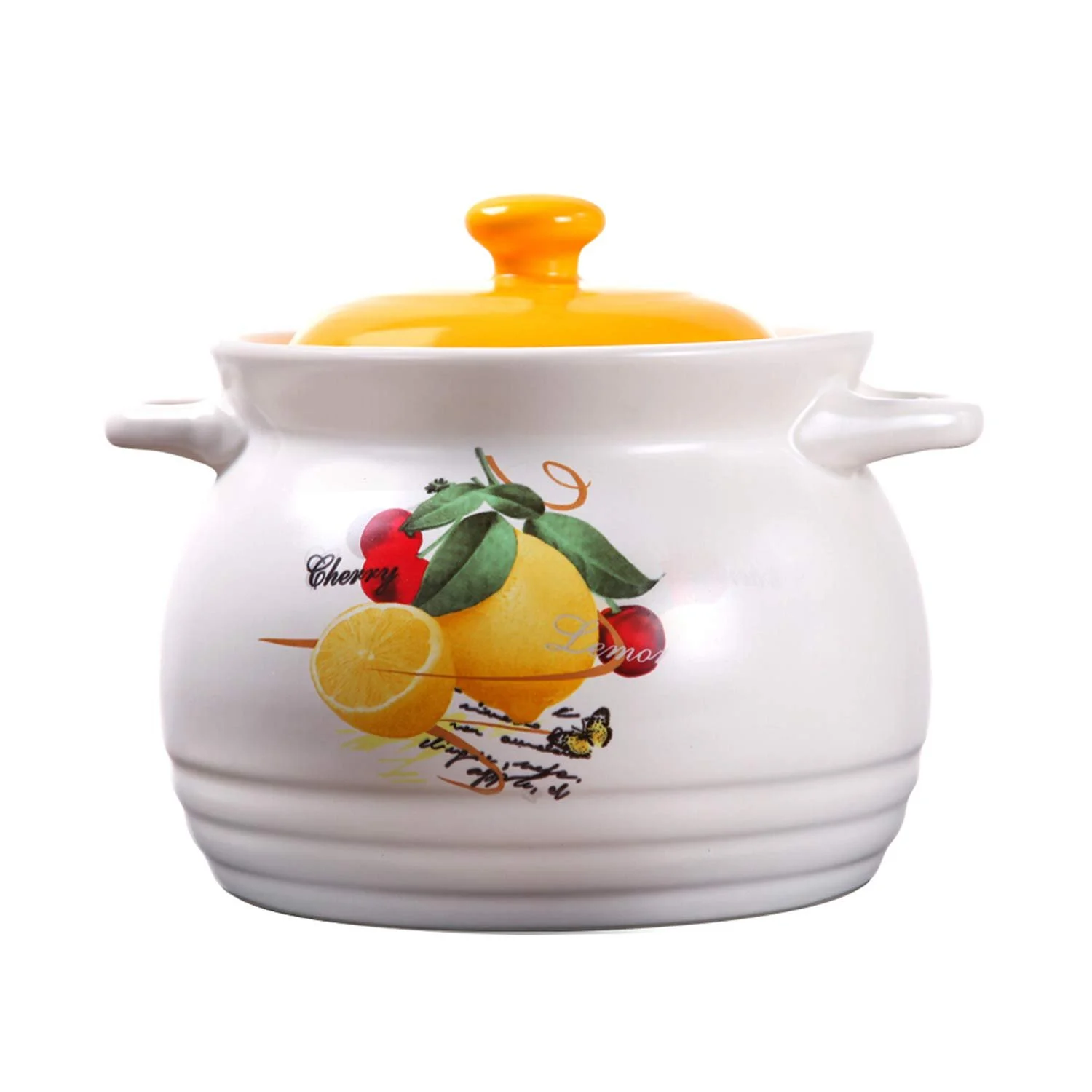 Каструля AIBAB керамічна жаростійка 4600 мл, глазурована, для відкритого вогню, біла лимон, фото №1 Каструля AIBAB керамічна жаростійка 4600 мл, глазурована, для відкритого вогню, біла лимон, фото №1