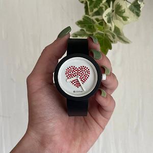 Женские силиконовые часы-конструктор actimer черный ремешок циферблат Red heart - Фото 1