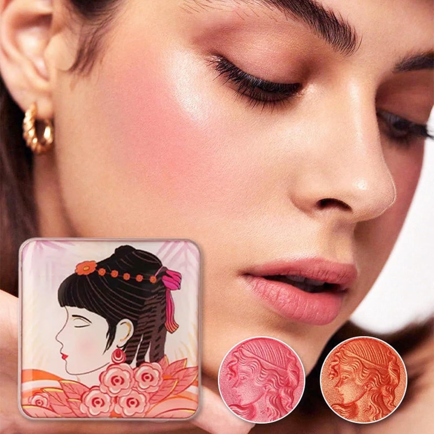 Палітра рум'ян LXCJZY Embossed Smooth Powder для щік Апельсин 2 шт., фото №2