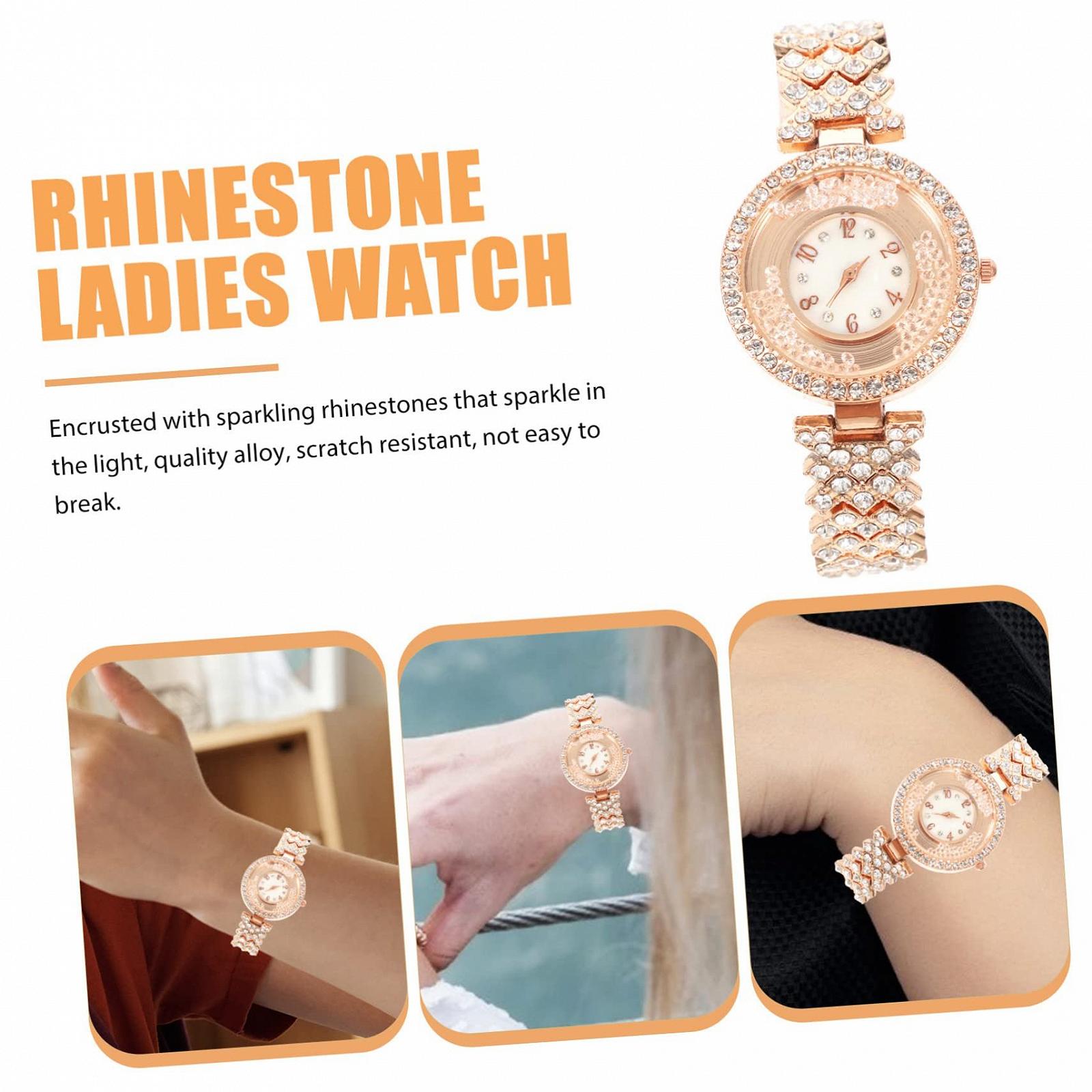 Годинник жіночий OATIPHO Зі стразами, сталевий браслет, декоративний, фото №9