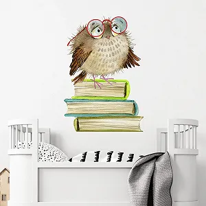 Наклейка на стіну HGDESIGN Owl on Books Самоклеюча synthetic.ua - Фото 1