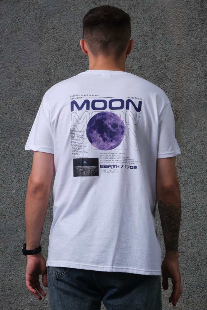 Оверсайз футболка з принтом Without moon white, фото №2