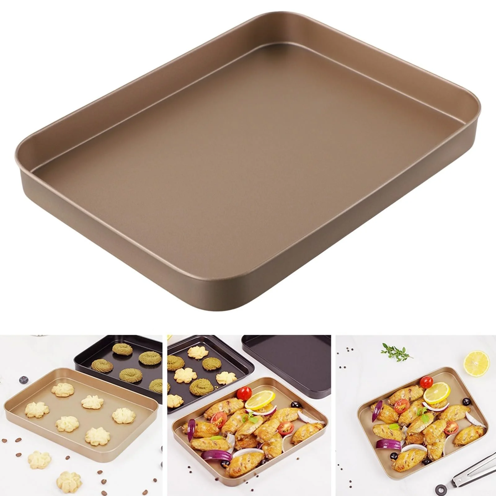 Форма для выпечки прямоугольная из углеродистой стали бесшовная с закругленным краем, фото №8