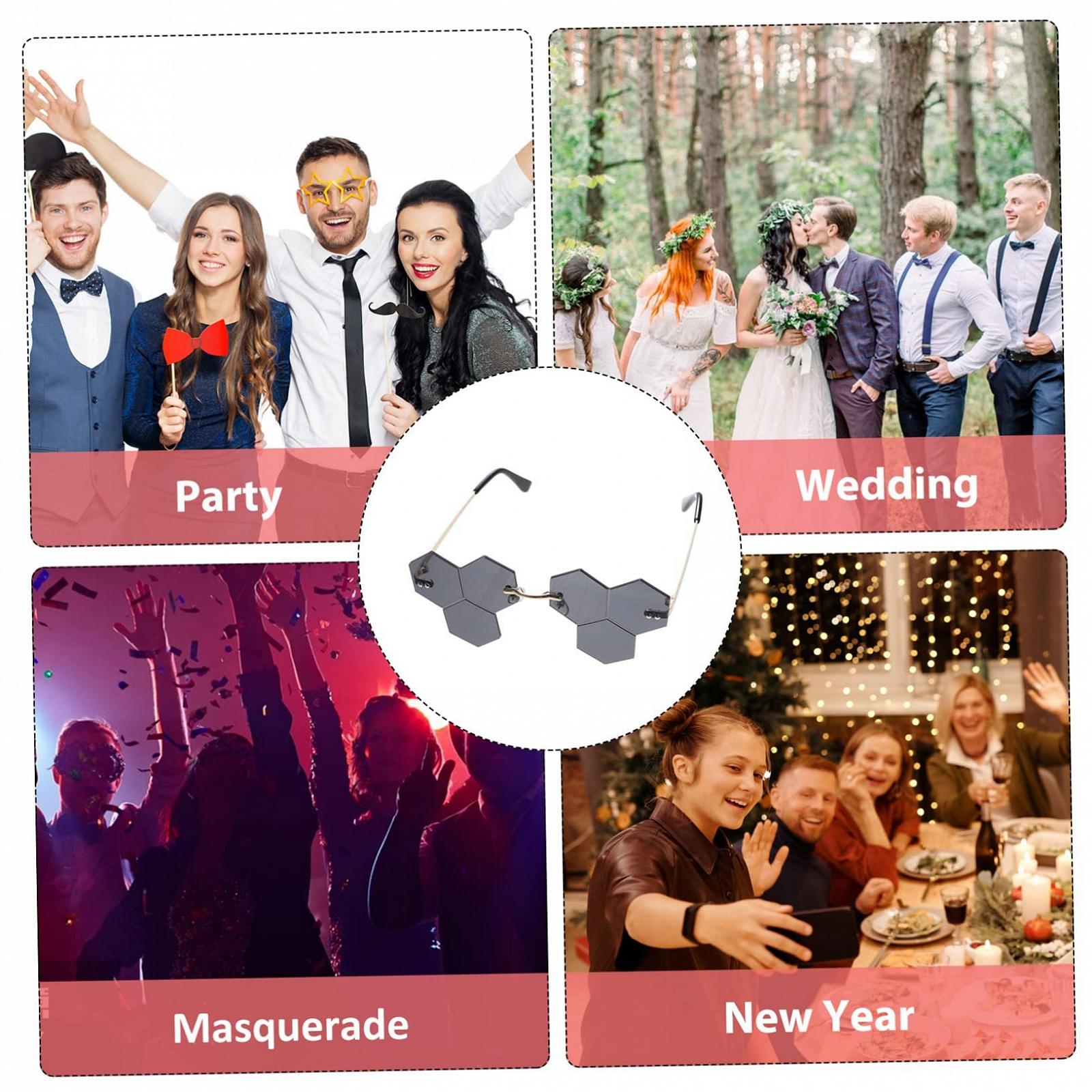 Сонцезахисні окуляри прямокутні Unisex PACKOVE 3 пари без оправи для вечірок та косплею, фото №4