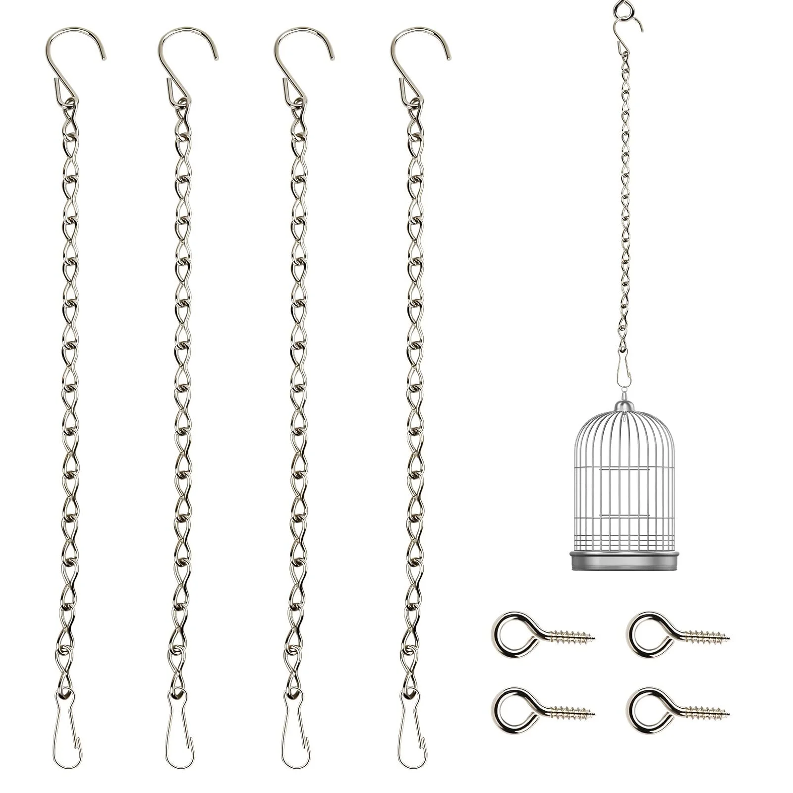 Цепи для подвешивания 4 шт. металлические 50 см с крючками и зажимами Прямая цепь, фото №1