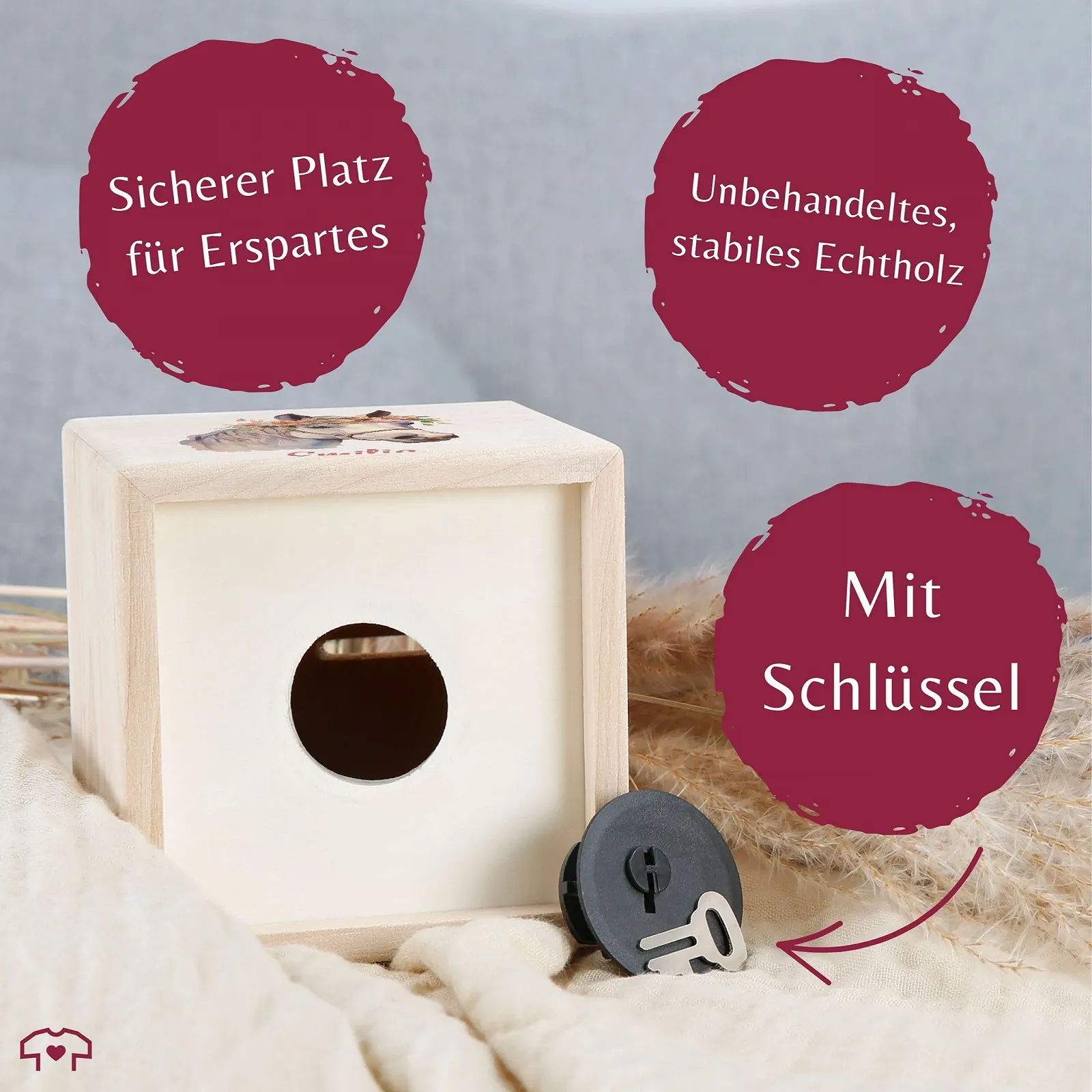 Скарбничка Horse дерев'яна дерев'яна з ключем персональна з іменем, фото №4