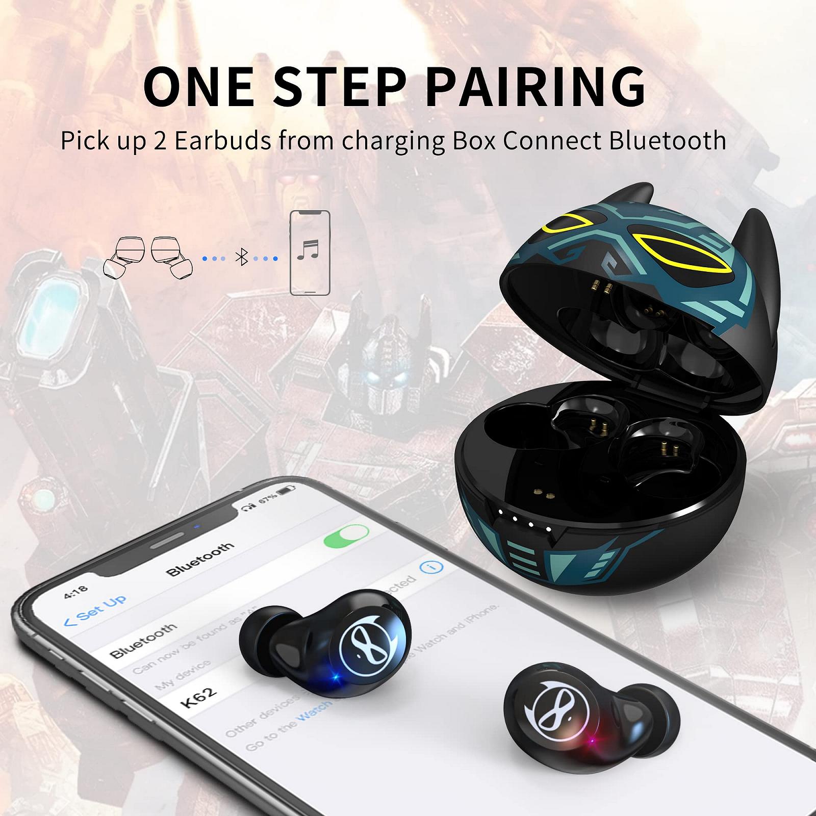 Наушники Amaface Wireless In-Ear HiFi Stereo Bluetooth Kids с двойным микрофоном сенсорное управление 36 часов воспроизведения легкие (режим музыки/игры), фото №6