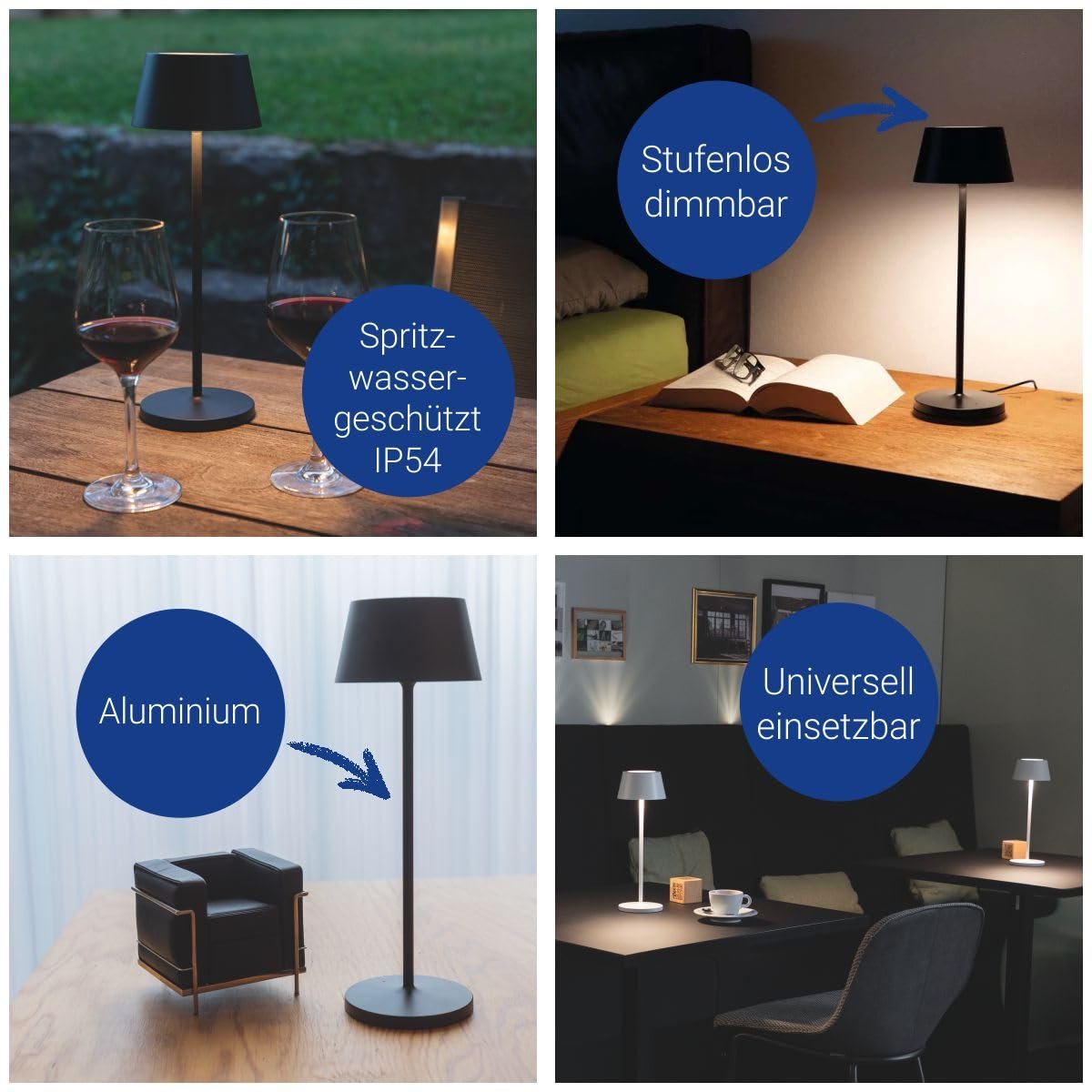 Настільна лампа MAUL MAULnina акумуляторна бездротова димована Біла, фото №5