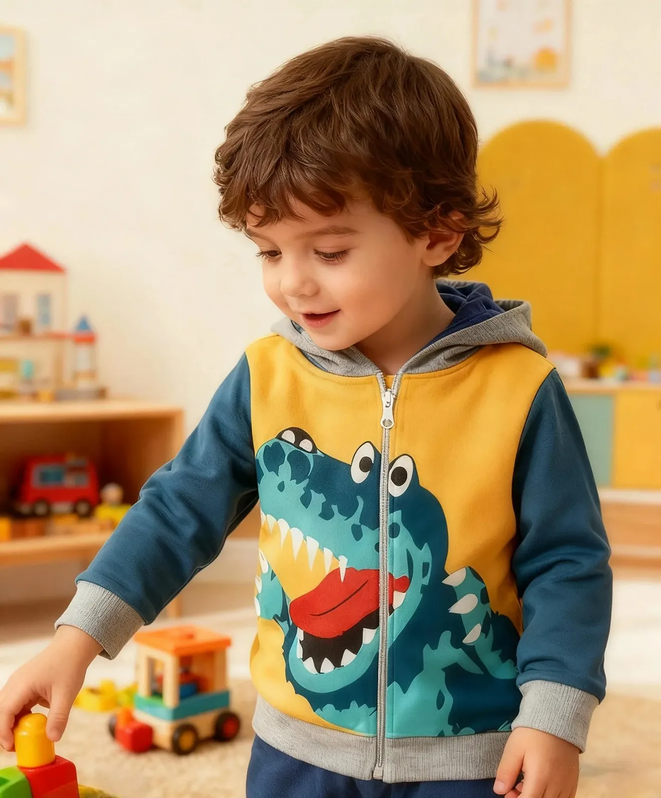 Свитер с капюшоном Garsumiss для мальчиков, динозавр, пуловер, фото №4