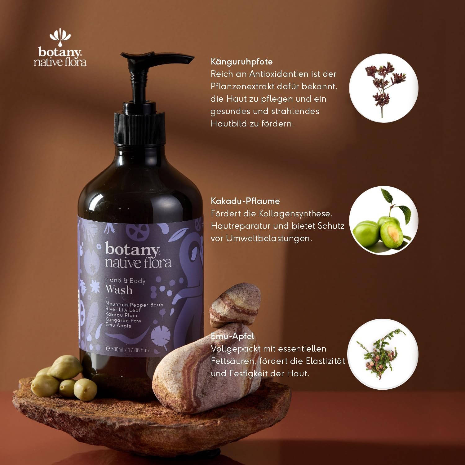 Засіб для миття рук та тіла Botany Native Flora зволожувальний з екстрактами австралійських рослин 500 ml, фото №2