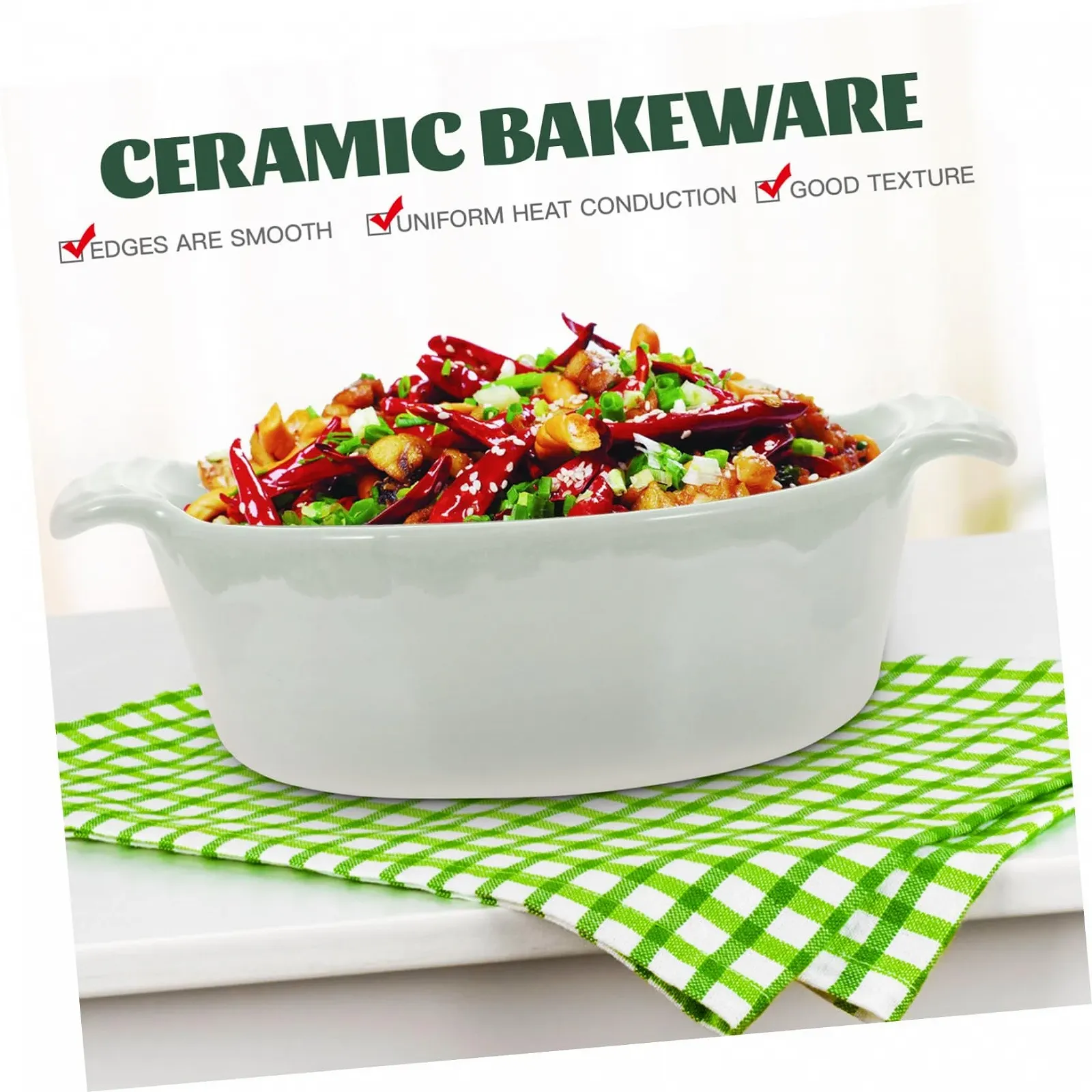 Форма для запекания iplusmile круглая керамическая с двумя ручками термостойкая, фото №4 Форма для запекания iplusmile круглая керамическая с двумя ручками термостойкая, фото №4