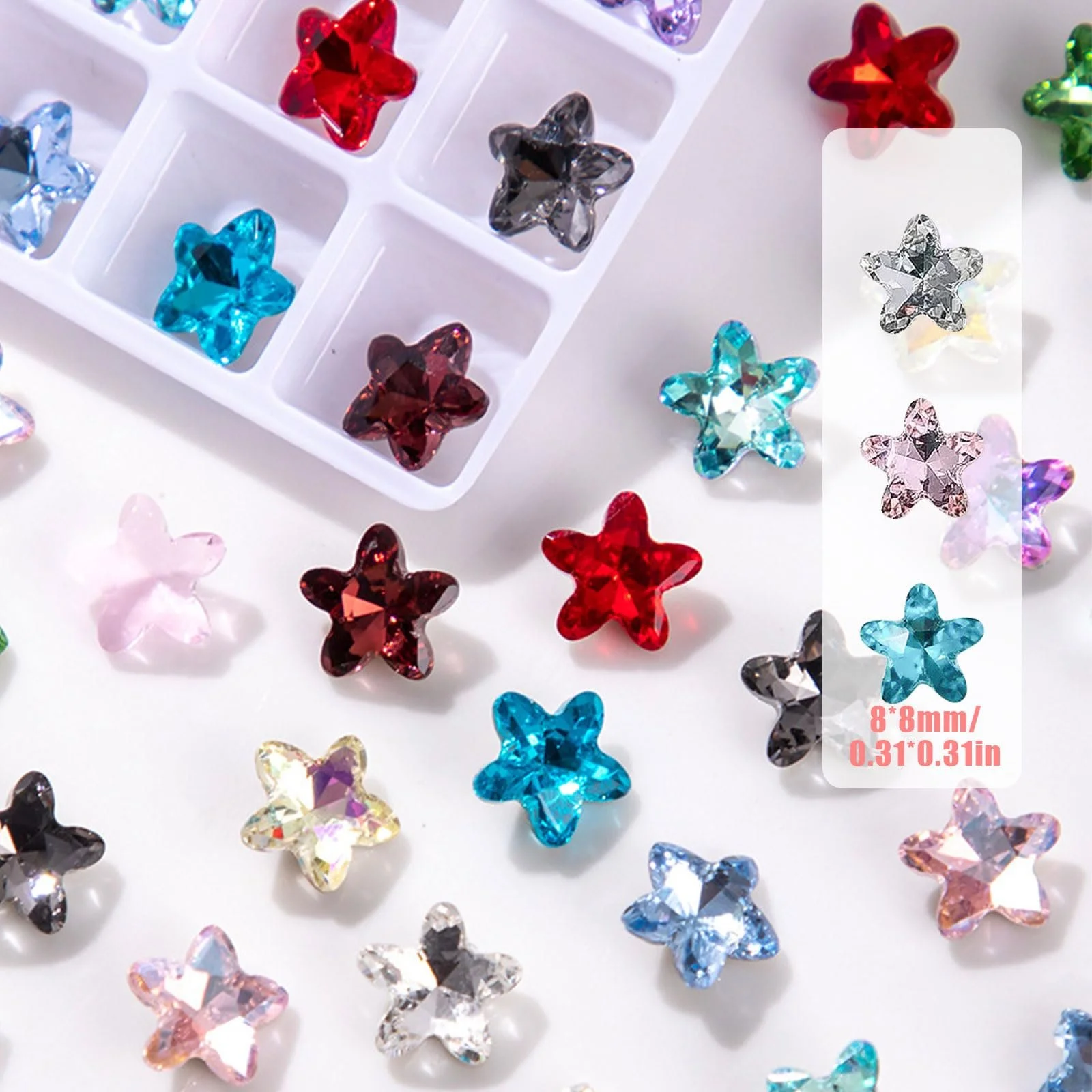 Стразы для ногтей Звезда 50 шт, Микс цветов, фото №2