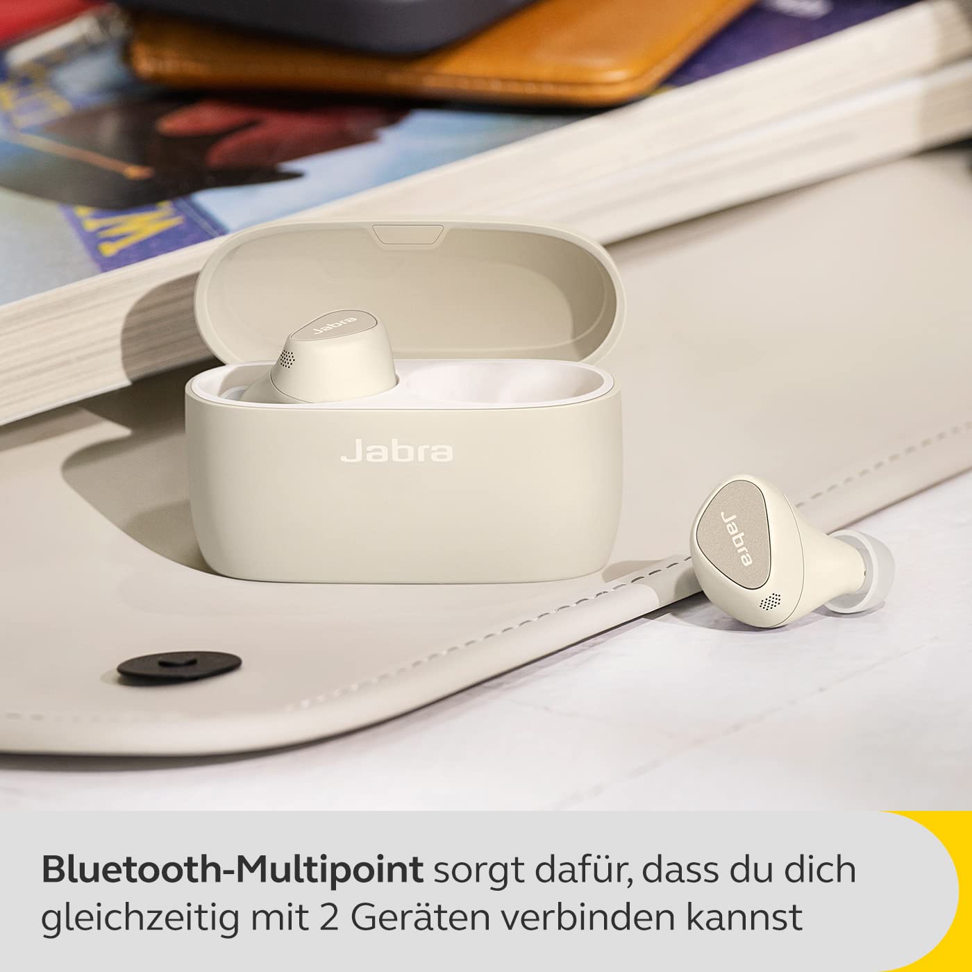 Навушники Jabra Elite 5 Внутрішньоканальні Bluetooth Шумопоглинання ANC 6 мікрофонів Золото-бежевий, фото №6