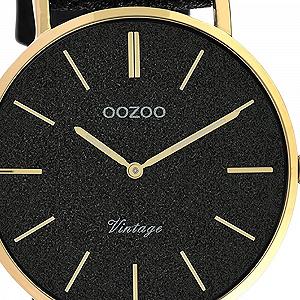 Женские часы Oozoo Vintage Series C20204 аналоговые черные, розово-золотой-черный, кожаный ремешок synthetic.ua - Фото 1