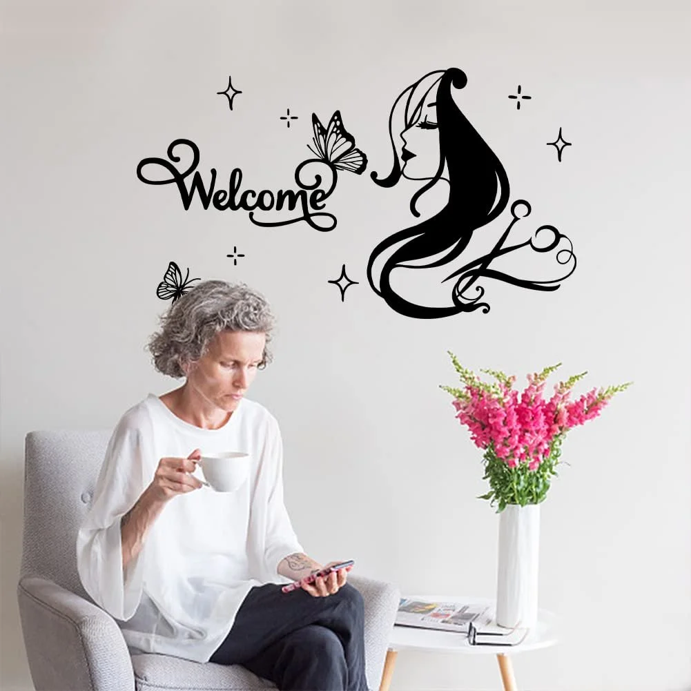 Наклейка на стіну SUPERDANT Hairdressing Salon Welcome 62 x 32 см Вінілова, фото №4