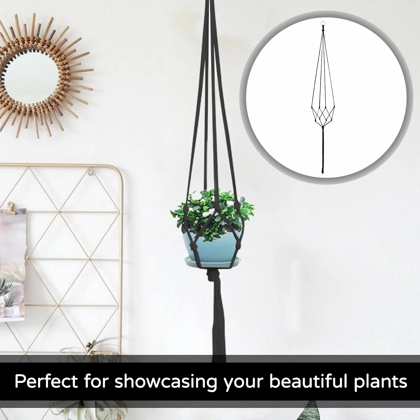 Підвісні кошики для макраме Бавовняна мотузка Набір з 6 шт., фото №5