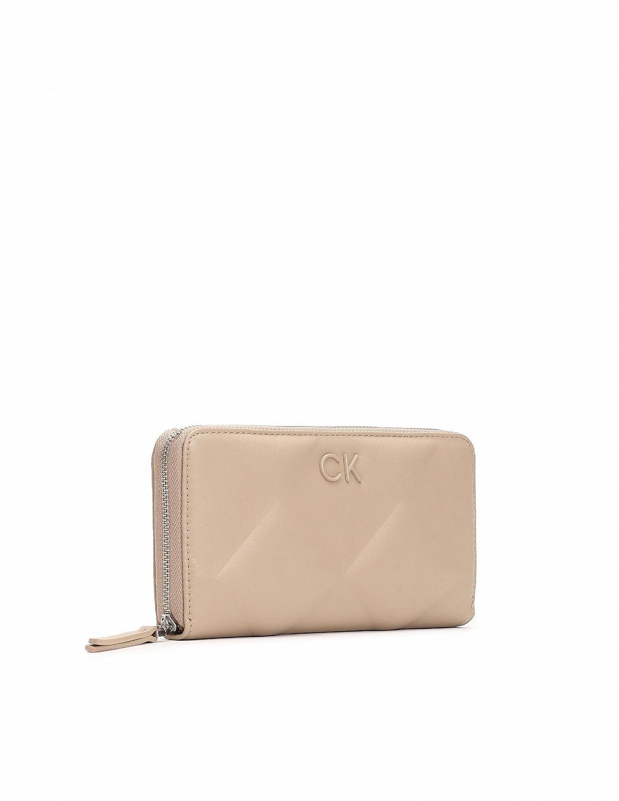 Гаманець Calvin Klein Re-Lock Quilt Zip Around Срібний Молочний, фото №2