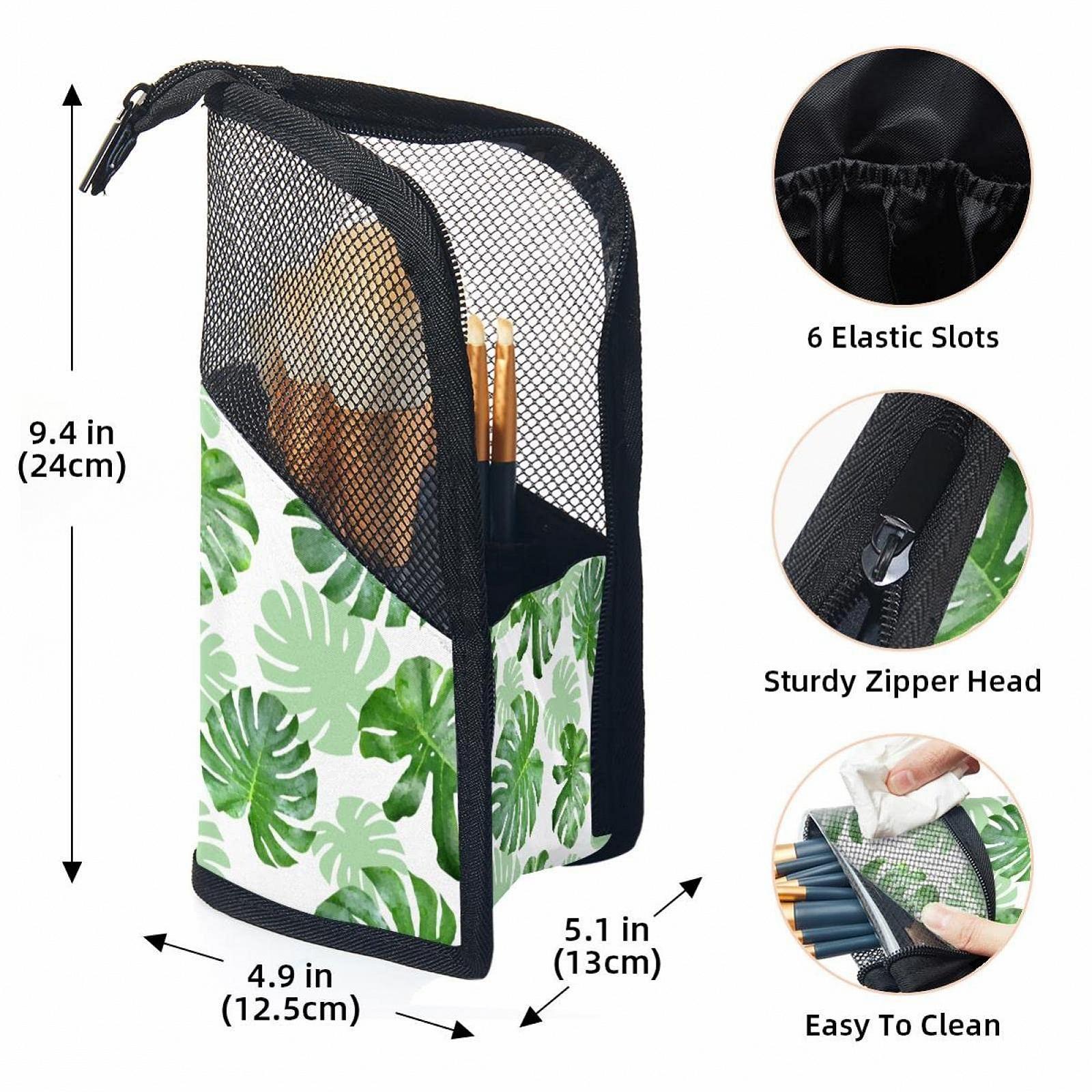 Набір кистей для макіяжу в органайзері Tropical Green Palm Leaves, 12 штук, фото №3