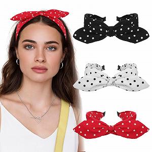 Купить Повязка на голову Широкая в горошек с бантом - Фото 1 Повязка на голову Широкая в горошек с бантом - Фото 1