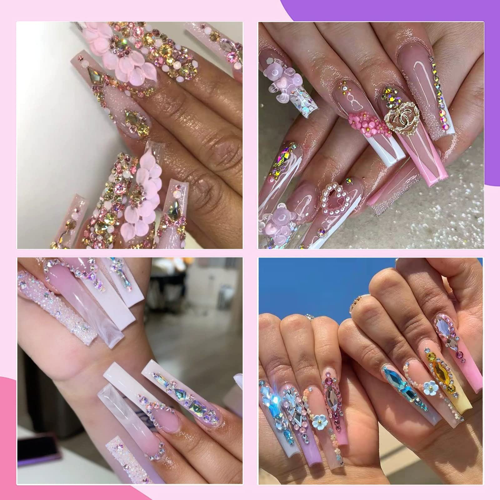 Стразы Розовый Кристалл BELICEY Различные Размеры для Ногтей, Блестящие Плоские Стразы для Ювелирных Изделий для Ногтей, фото №3