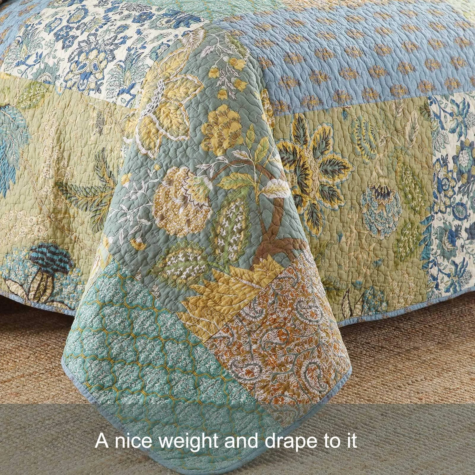 Покривало клаптикове Qucover 240 x 260 см Бавовняна стьобана Покривало в вінтажному стилі, фото №5 Покривало клаптикове Qucover 240 x 260 см Бавовняна стьобана Покривало в вінтажному стилі, фото №5