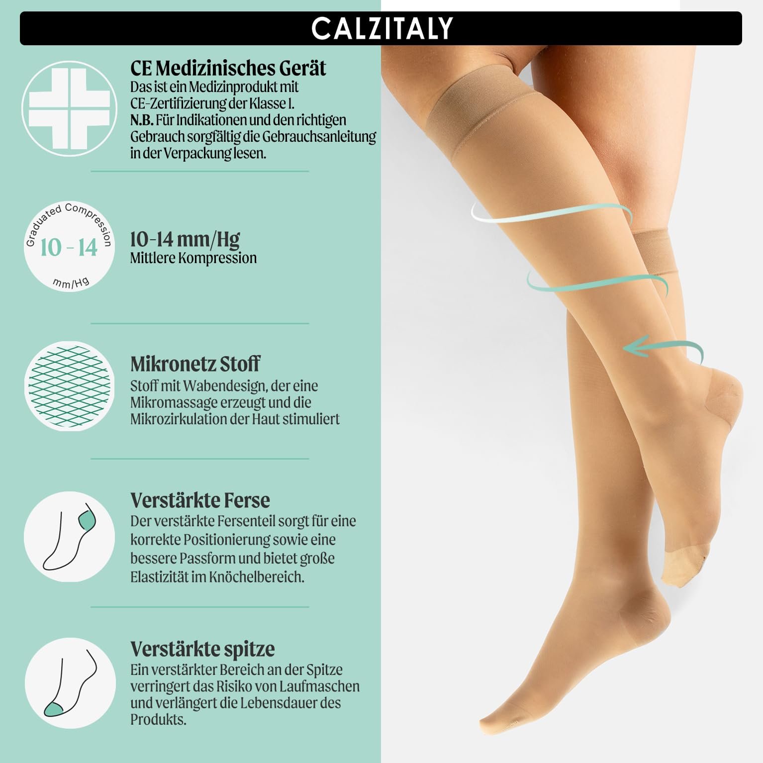 Гольфы Calzitaly Компрессионные, Унисекс, 70 Den, 10-14 мм рт.ст. (Pack of 1/2), фото №2 Гольфы Calzitaly Компрессионные, Унисекс, 70 Den, 10-14 мм рт.ст. (Pack of 1/2), фото №2