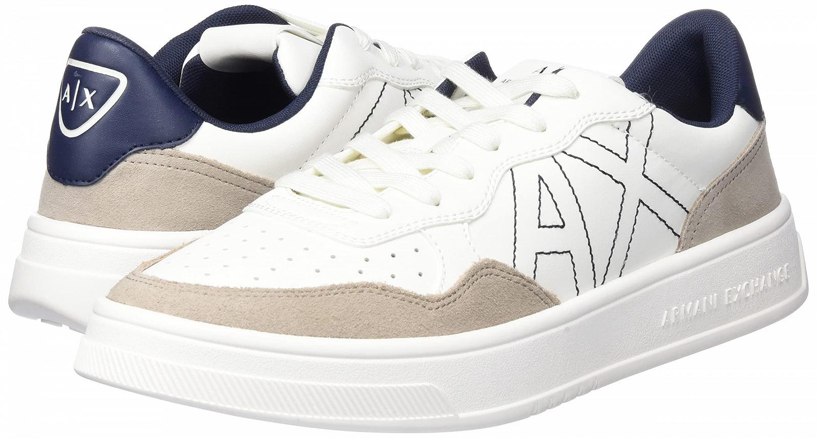 Кросівки Armani Exchange Suede Detail, Front Logo Patch Off White + Beige, фото №7
