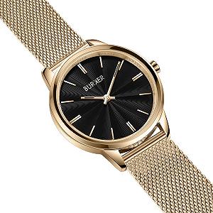 Женские часы BURKER Emily Круглые женские часы Миланский браслет Нержавеющая сталь Аналоговый Кварц 3 ATM Водонепроницаемый - 36 мм - Золотой Черный synthetic.ua - Фото 1