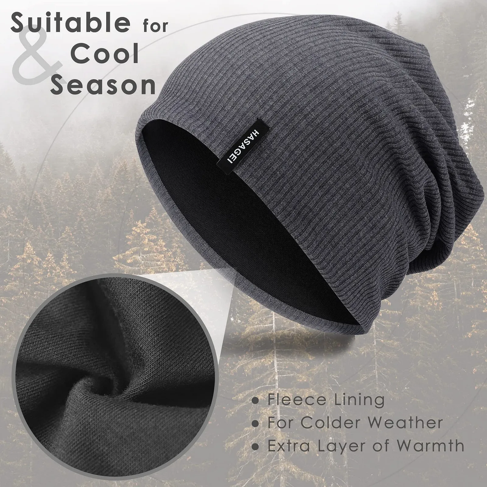 Шапка-бини HASAGEI Slouch для женщин, переходный период, мягкая, шапка, легкая модная, фото №2