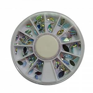 Колесо для декору нігтів Crystal, змішані розміри, блискучі намистини - Фото 1