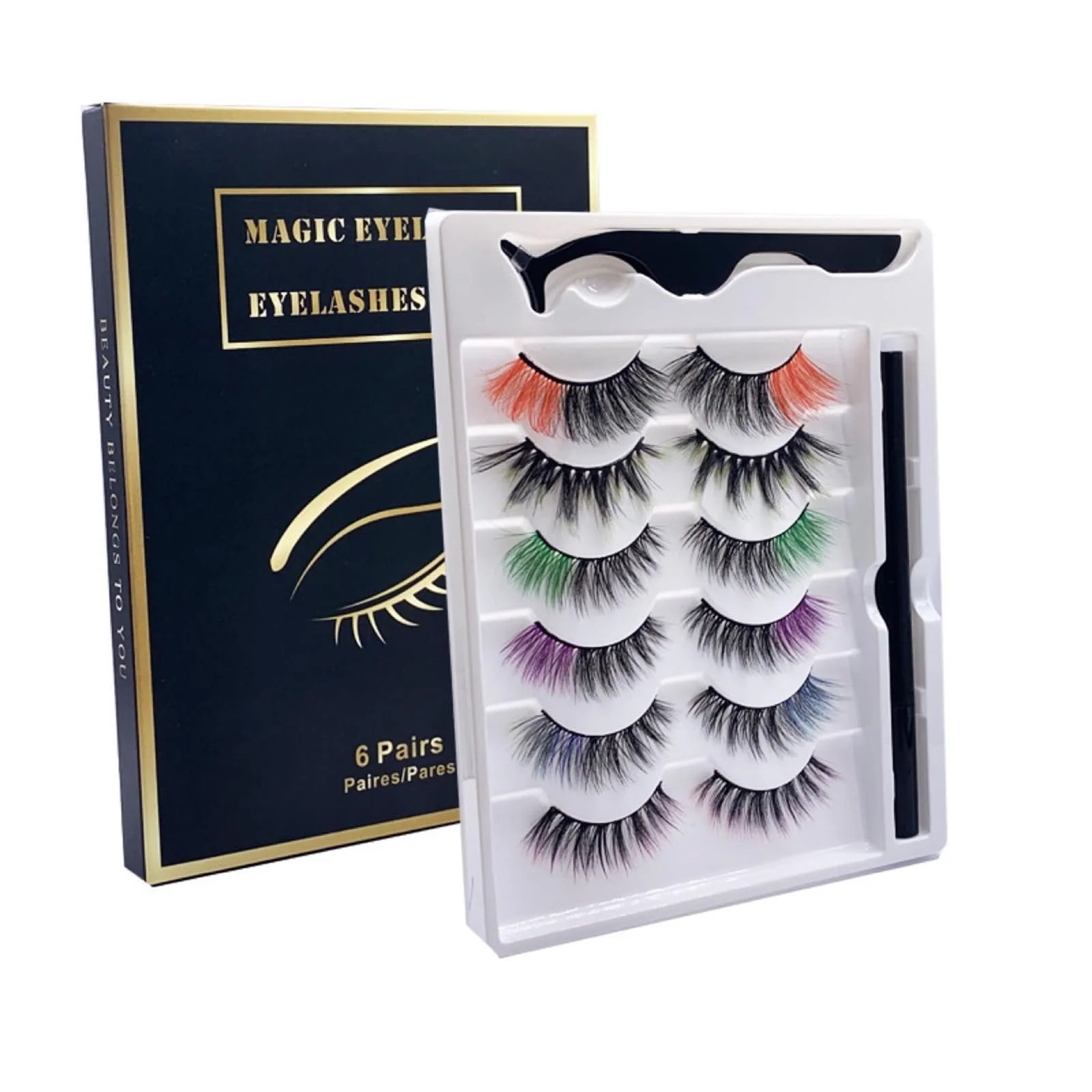 Набор цветных накладных ресниц, фото №2