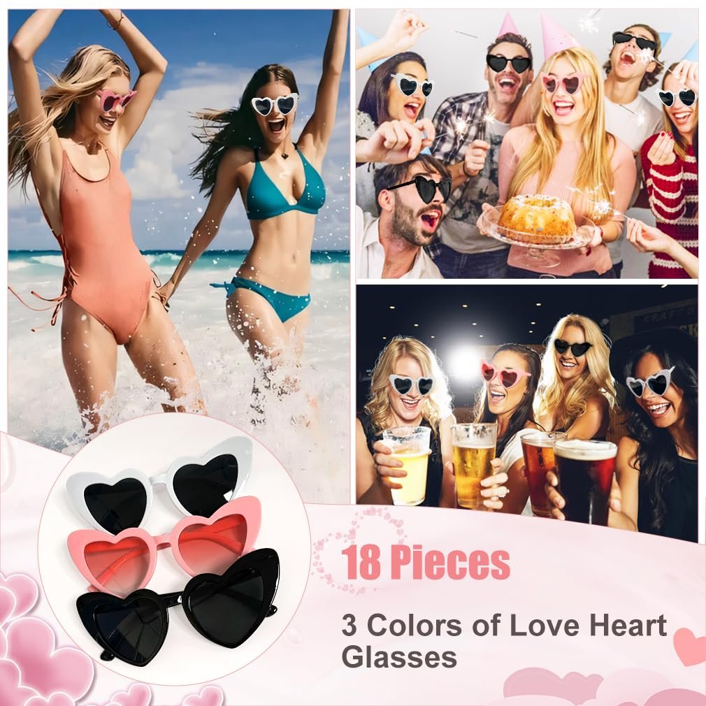 Сонцезахисні окуляри у формі серця (18 шт.) Чорний, білий, рожевий, фото №5
