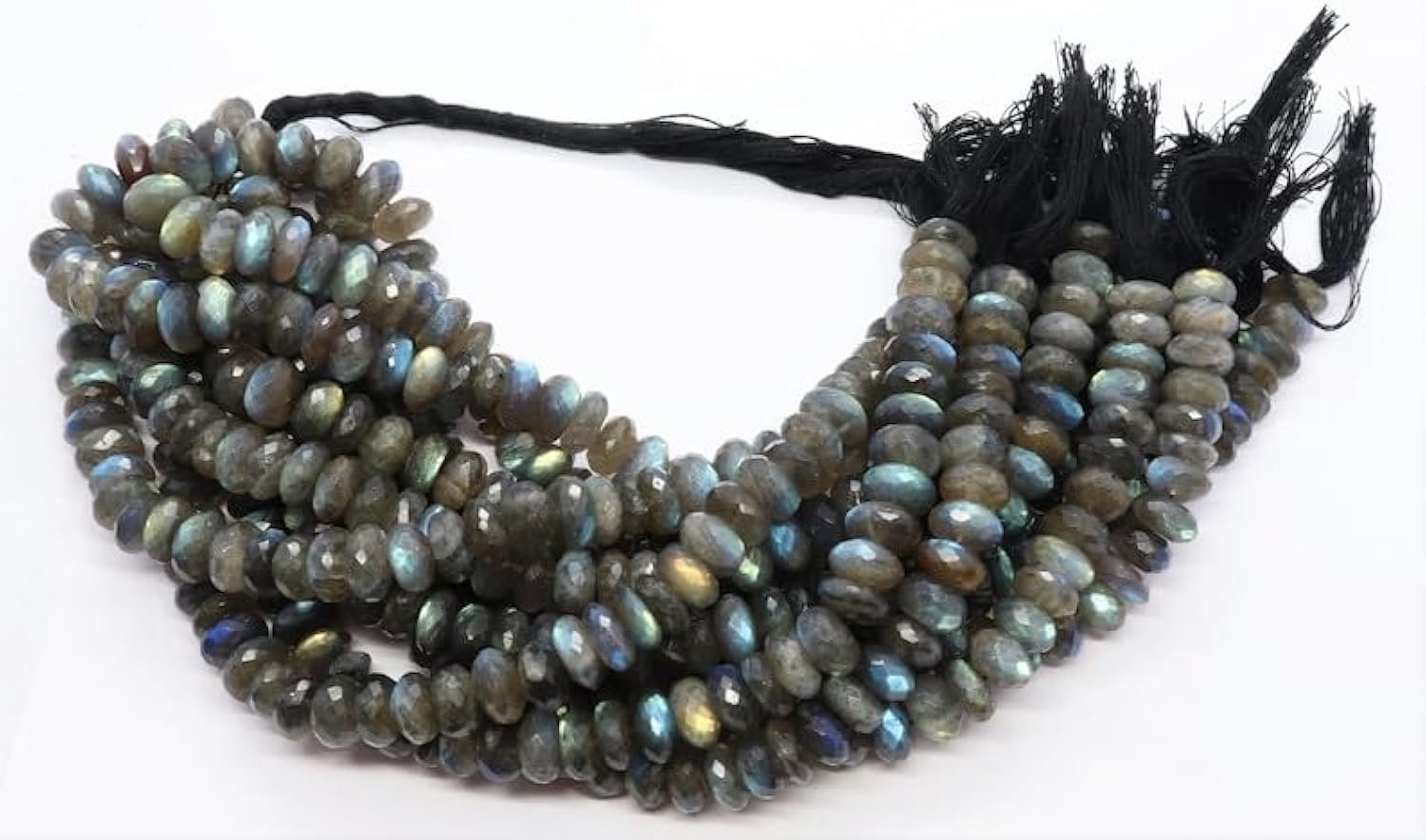 Натуральный лабрадорит рондель граненые бусины 11-12 мм, нить длиной 25 см бусины из драгоценных камней для ожерелья, браслета, фото №1