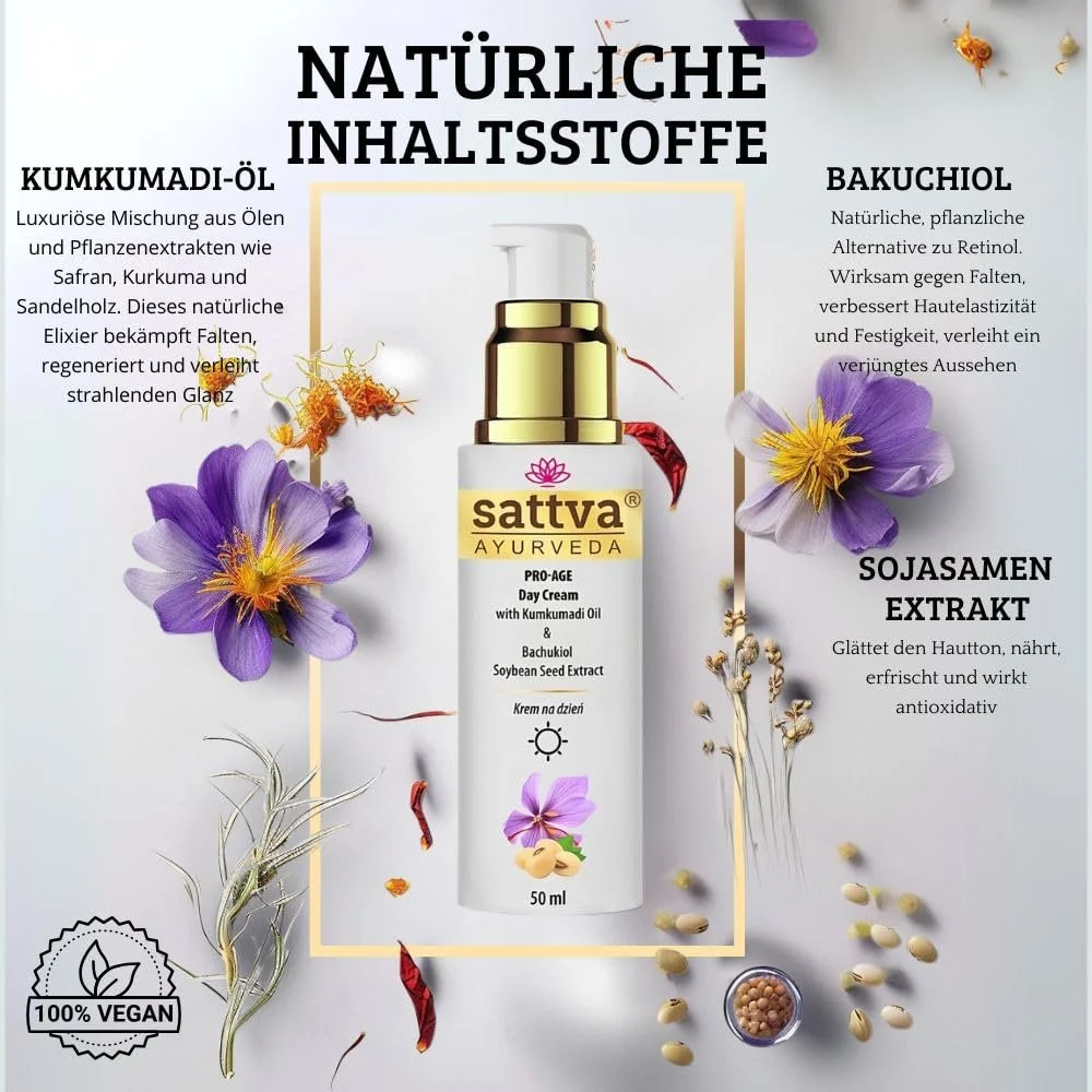 Денний крем для обличчя Sattva Pro-Age проти зморшок з олією кумкумаді Anti-Ageing Moisturiser, фото №3