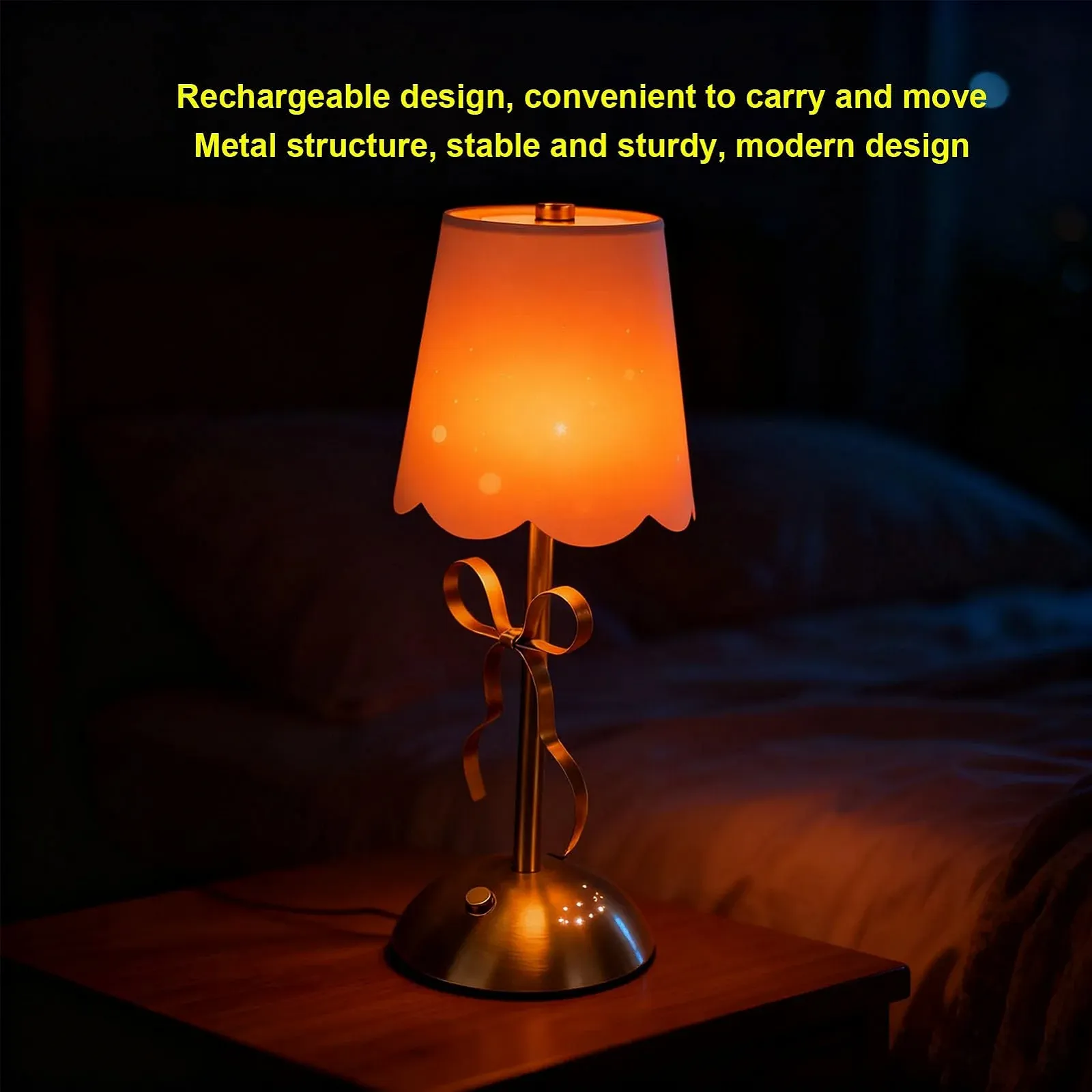 Настільна лампа VBESTLIFE Cute Coquette з бантом та тканинним плафоном Сучасна декоративна, фото №3