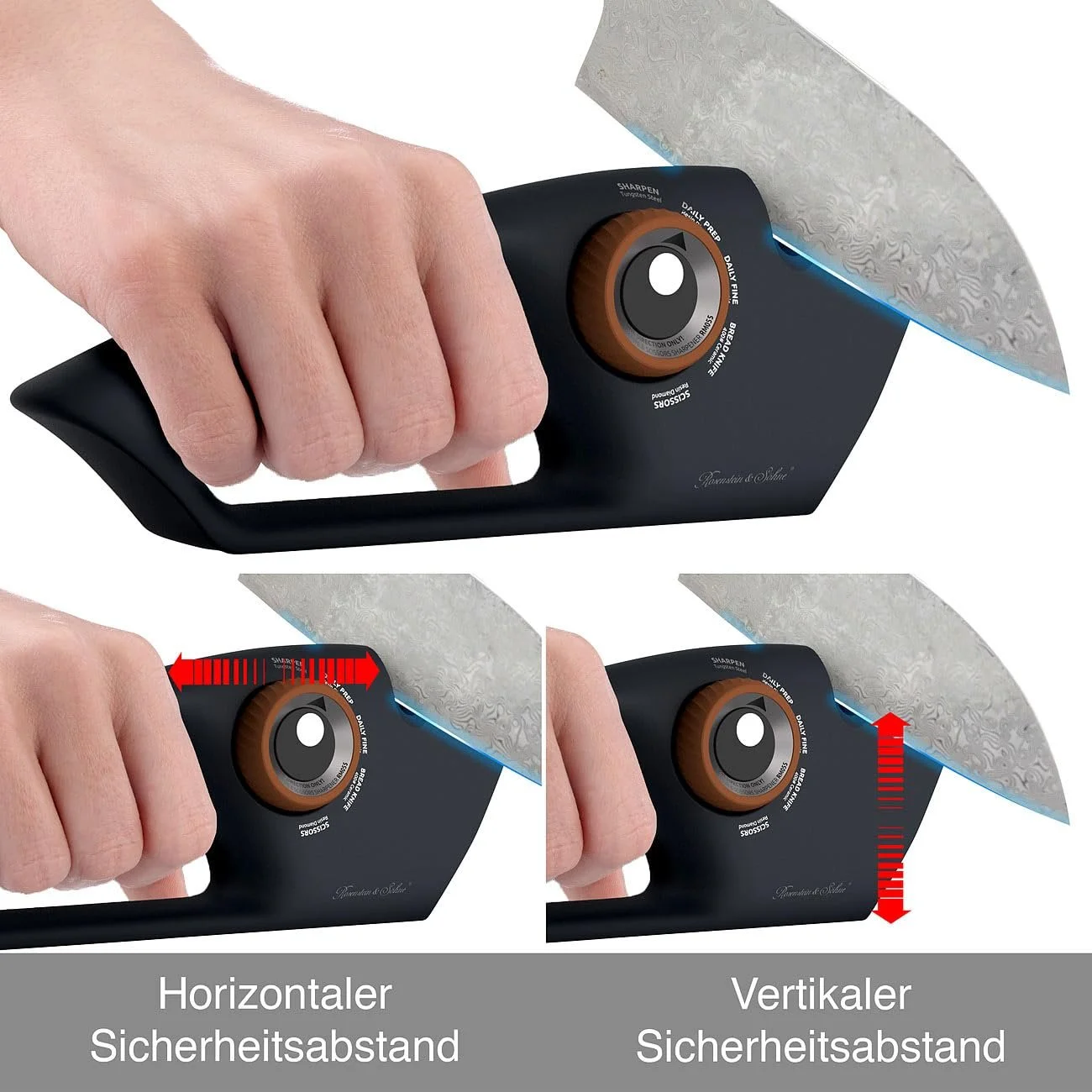 Точилка для ножей Rosenstein & Söhne 5-в-1 Ручная Черная 25 см, фото №4