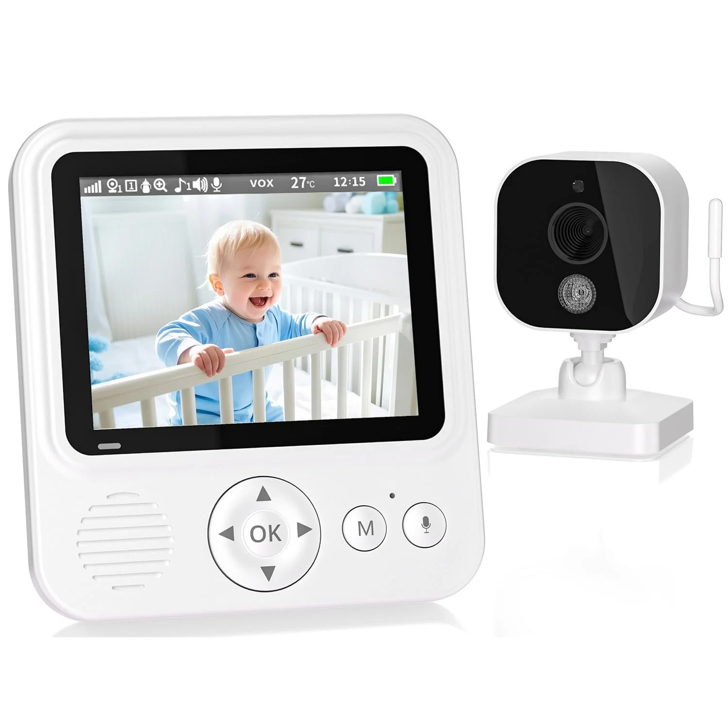 Відеоняня OBVHNUA 2.8 дюйма 720p LCD 2000 mAh USB-C x2 x4 Цифровий зум Двосторонній інтерком Нічне бачення Режим VOX Моніторинг температури Колискова Будильник, фото №1 Відеоняня OBVHNUA 2.8 дюйма 720p LCD 2000 mAh USB-C x2 x4 Цифровий зум Двосторонній інтерком Нічне бачення Режим VOX Моніторинг температури Колискова Будильник, фото №1