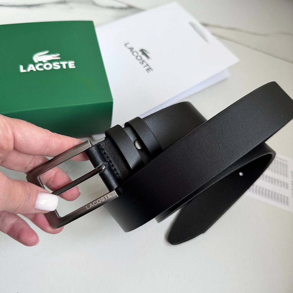 Мужской кожаный ремень Lacoste, черный, фото №2 Мужской кожаный ремень Lacoste, черный, фото №2