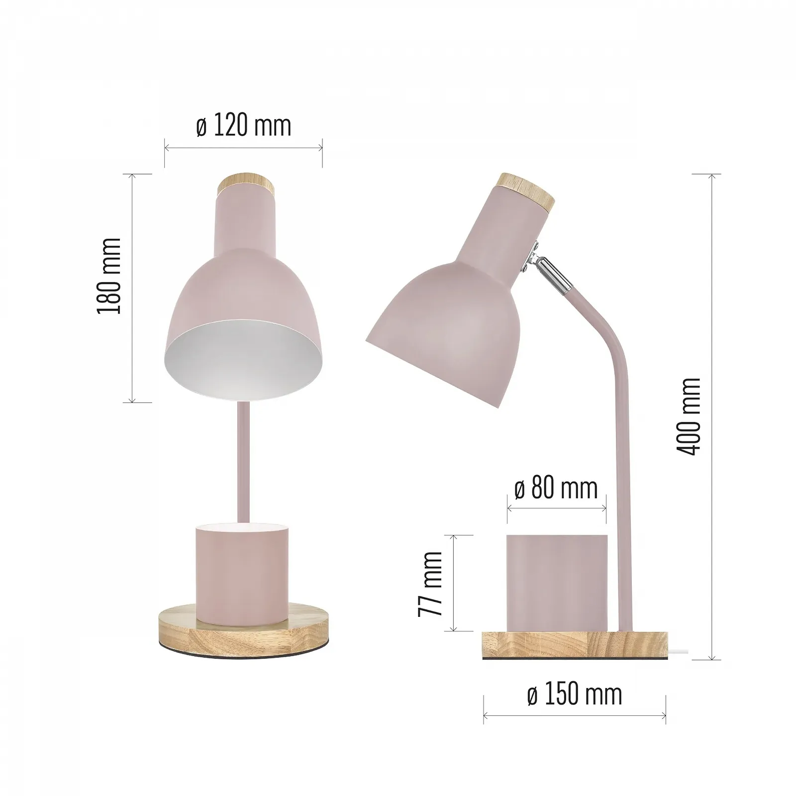 Настольная лампа EMOS POPPY LED с подставкой для ручек E27 Металл/Дерево Розовая, фото №5