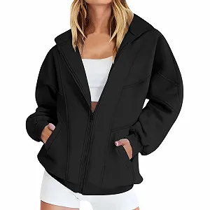 Модная женская толстовка на молнии, однотонная, с воротником-стойкой на молнии 1/4, осенняя одежда, удобные толстовки, готические тонкие толстовки, трендовые Y2K для тренировок synthetic.ua - Фото 1