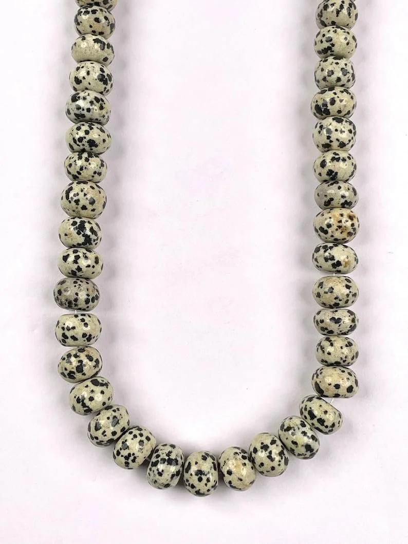 Бусины из натуральной далматинской яшмы рондель, ограненные, 12 мм, нить длиной 33 см, фото №1