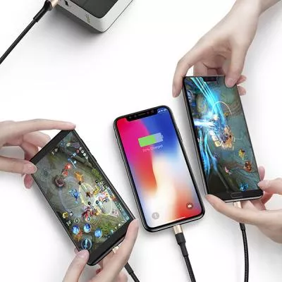 Дата кабель USB 2.0 AM to Lightning Micro 5P Type-C 1.2m T-F815 T-PHOX (T-F815 Mix Black/Gold, фото №6