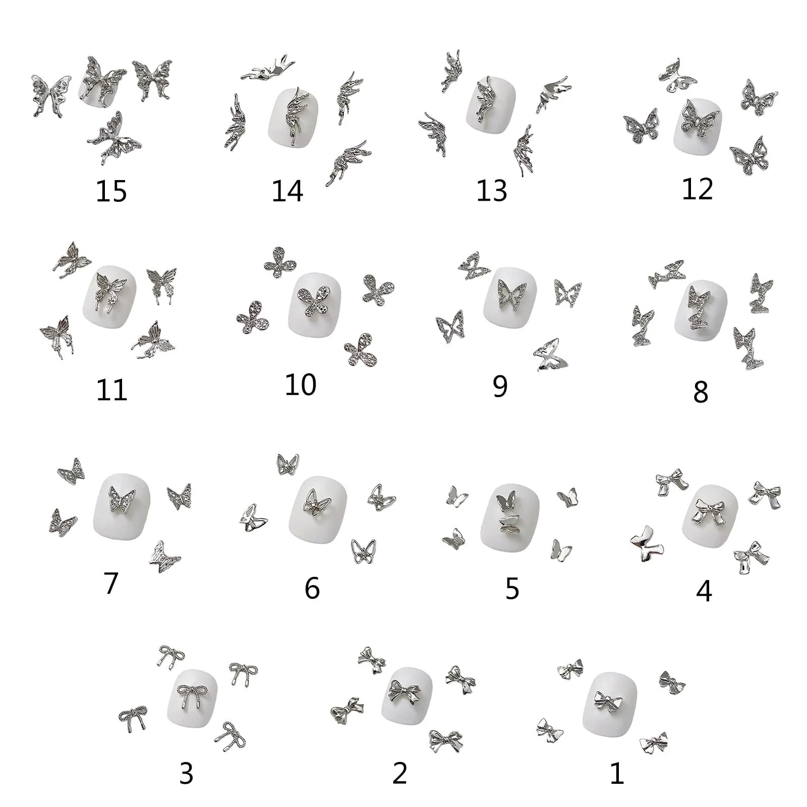 3D Метелик Металеві Діаманти у вигляді метеликів 10 шт, фото №5
