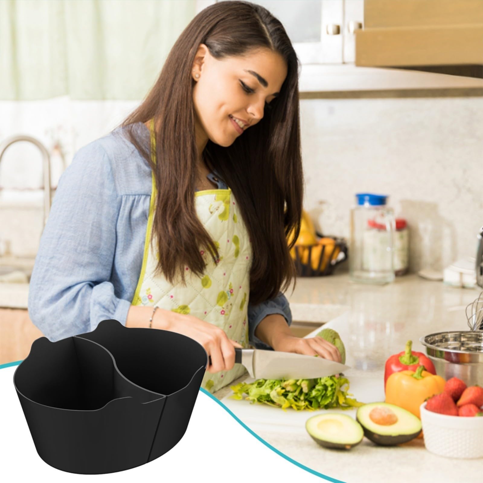 Вставка CNANRNANC Slow Cooker Food Divider для Slow Cooker на 6 Кварт Машинне Прання (Чорний), фото №4