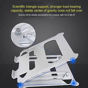 Регулируемая Подставка для Ноутбука Серебристая из алюминиевого сплава, легкая подставка для планшета, держатель для компьютера synthetic.ua - Фото 1