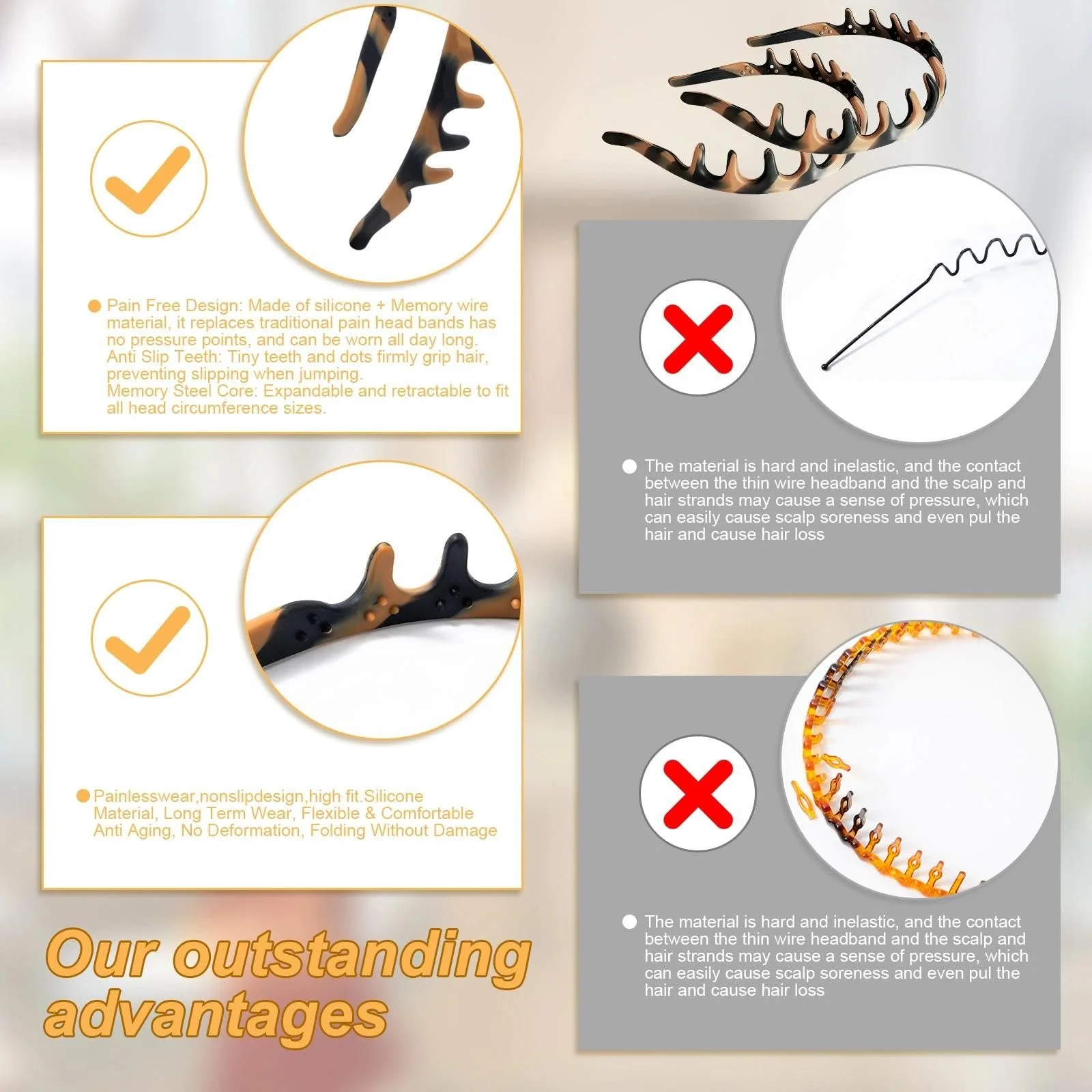 Обруч для волосся Жіночий Zigzag Силіконовий з металевим дротом Регульований, фото №7 Обруч для волосся Жіночий Zigzag Силіконовий з металевим дротом Регульований, фото №7