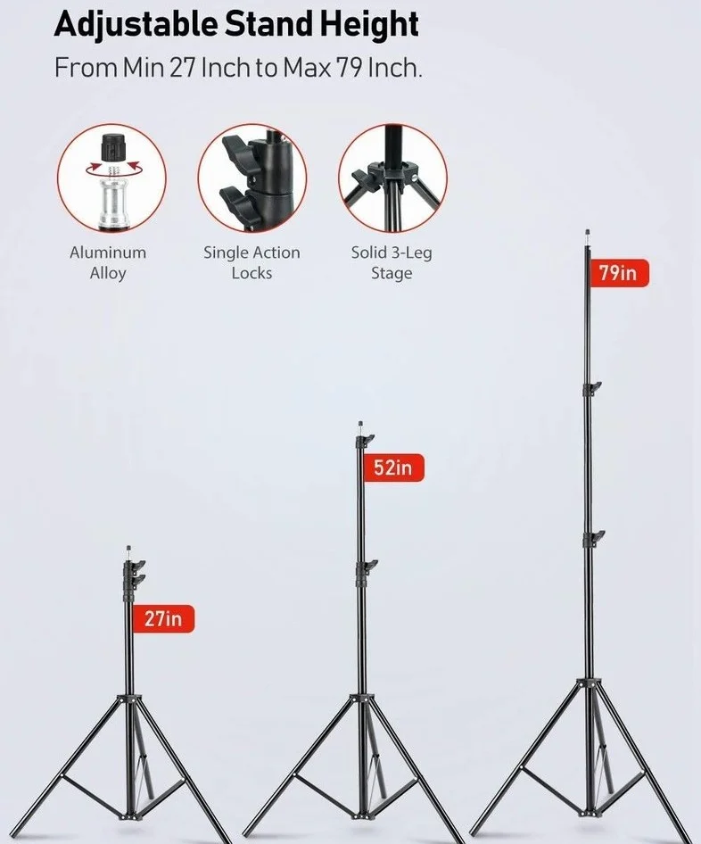 Комплект студійного освітлення ESDDI PS025 / 50x70см / 2шт. / Чорний, фото №4