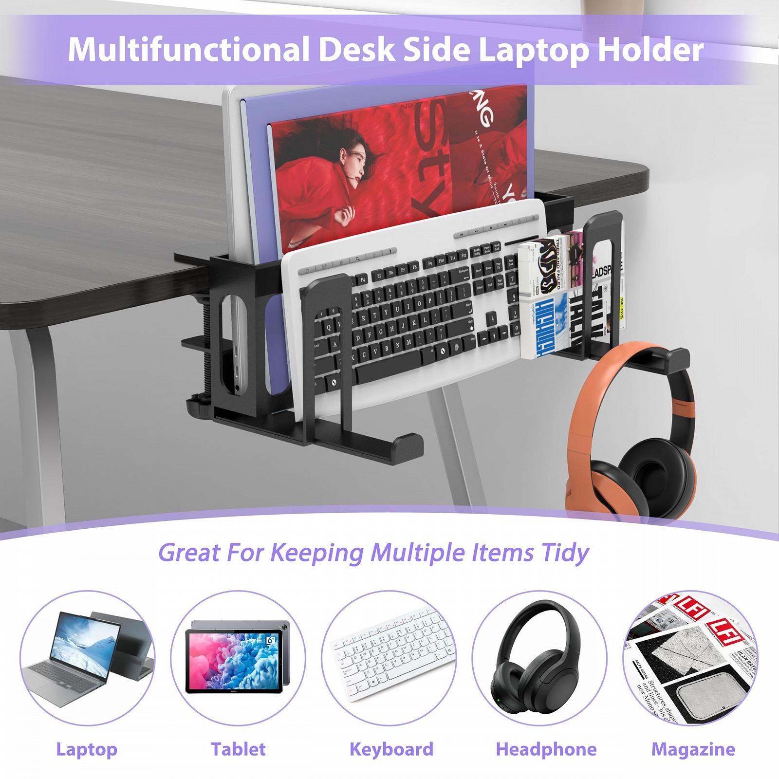 Підставка для ноутбука ROLIZOE 6 в 1, регульована, без свердління, подвійний шар, сталева, вертикальна, полиця для кріплення, органайзер для ноутбука, геймпадів, фото №3