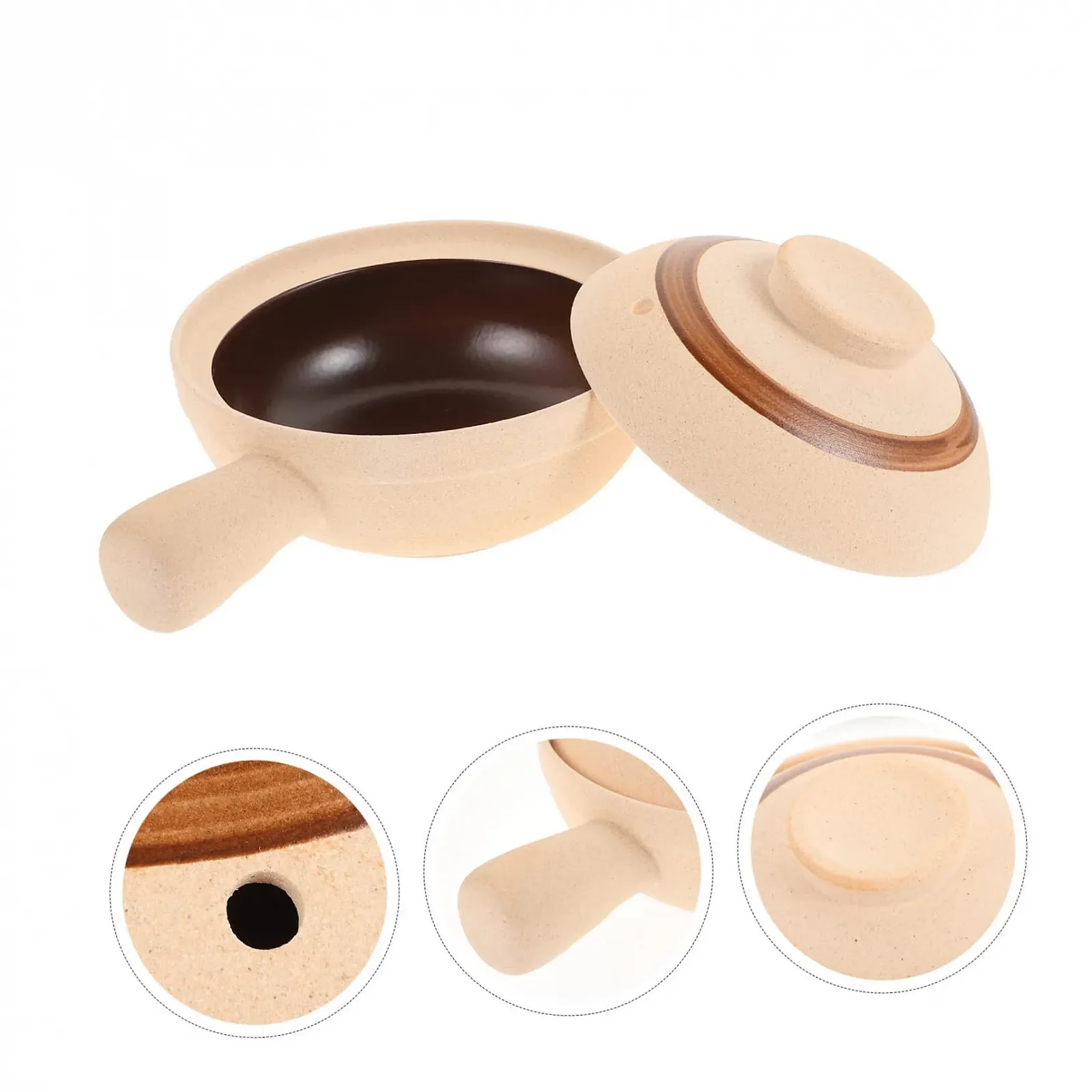 Кастрюля Керамическая С крышкой и одной ручкой, фото №3